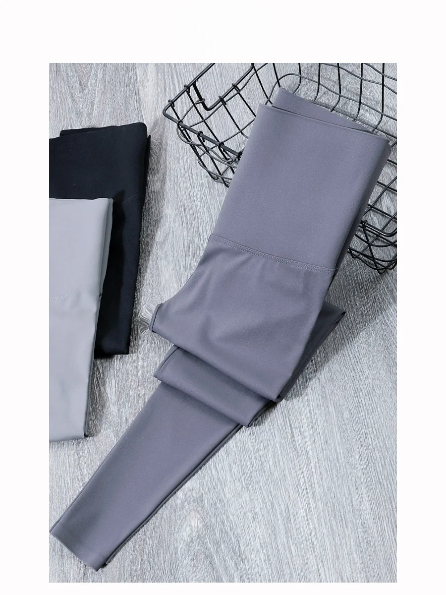 슬리밍 하이웨이스트 얇은 아크스킨 요가 팬츠 여성용 베이스 레이어 팬츠 복부 조절 엉덩이 리프팅 탄력 캐주얼 팬츠