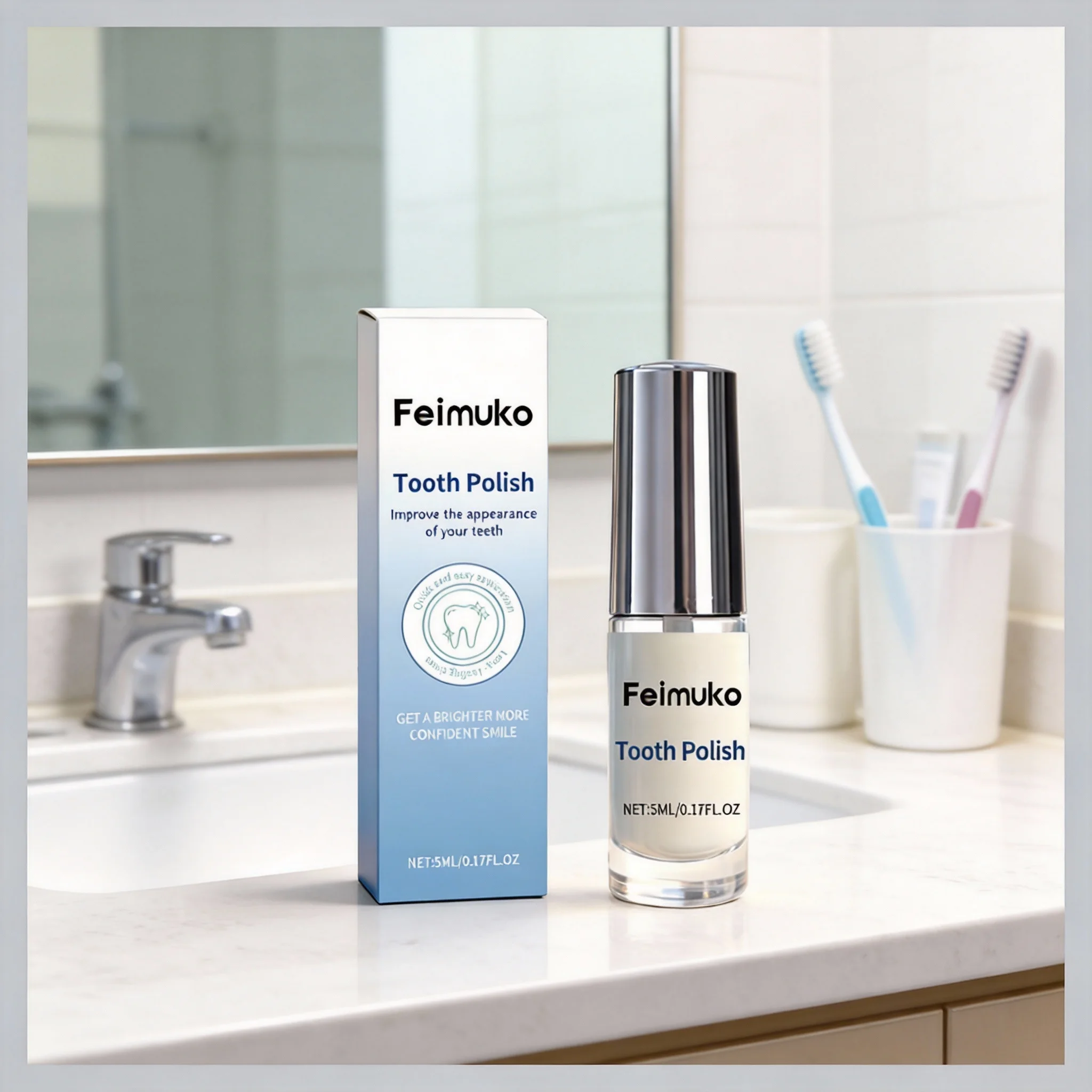Daily Tooth Polish Paint Cosmetic Formula for Brighter-Looking Teeth Temporary Effect Safe Gentle Freshens Breath On-the-Go Care