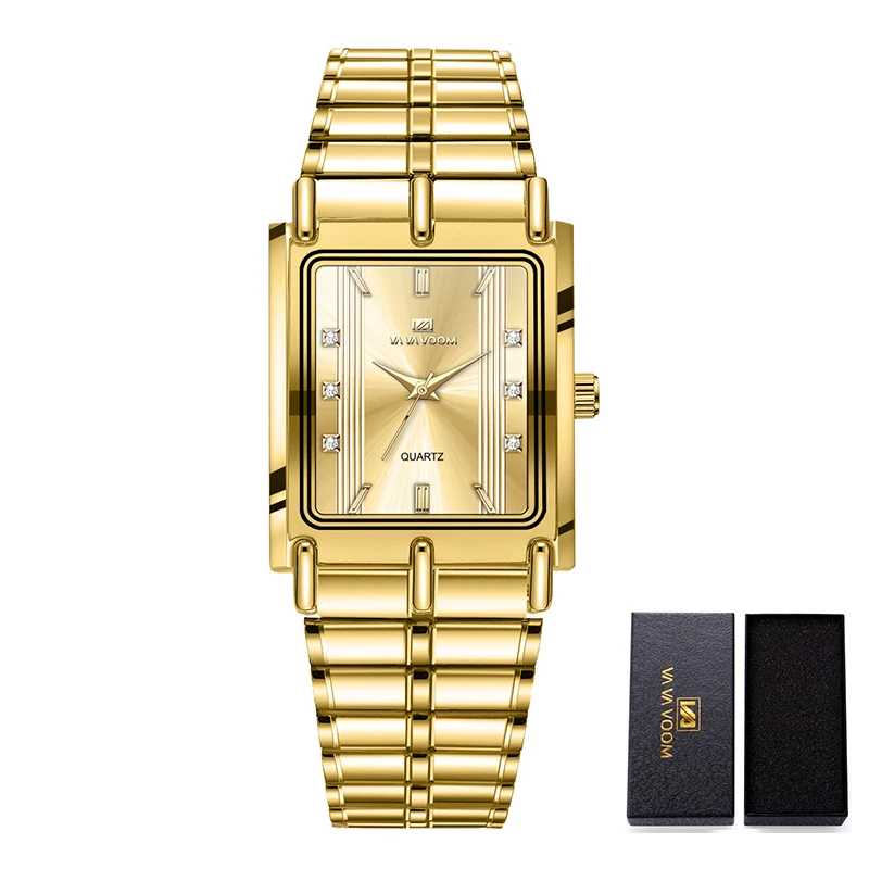 Mode Luxus Marke Reloj Hombre Casual Original Quarz Wasserdichte Uhr für Männer Gold Diamant 30mm mall Quadratischen Zifferblatt Herren geschenke