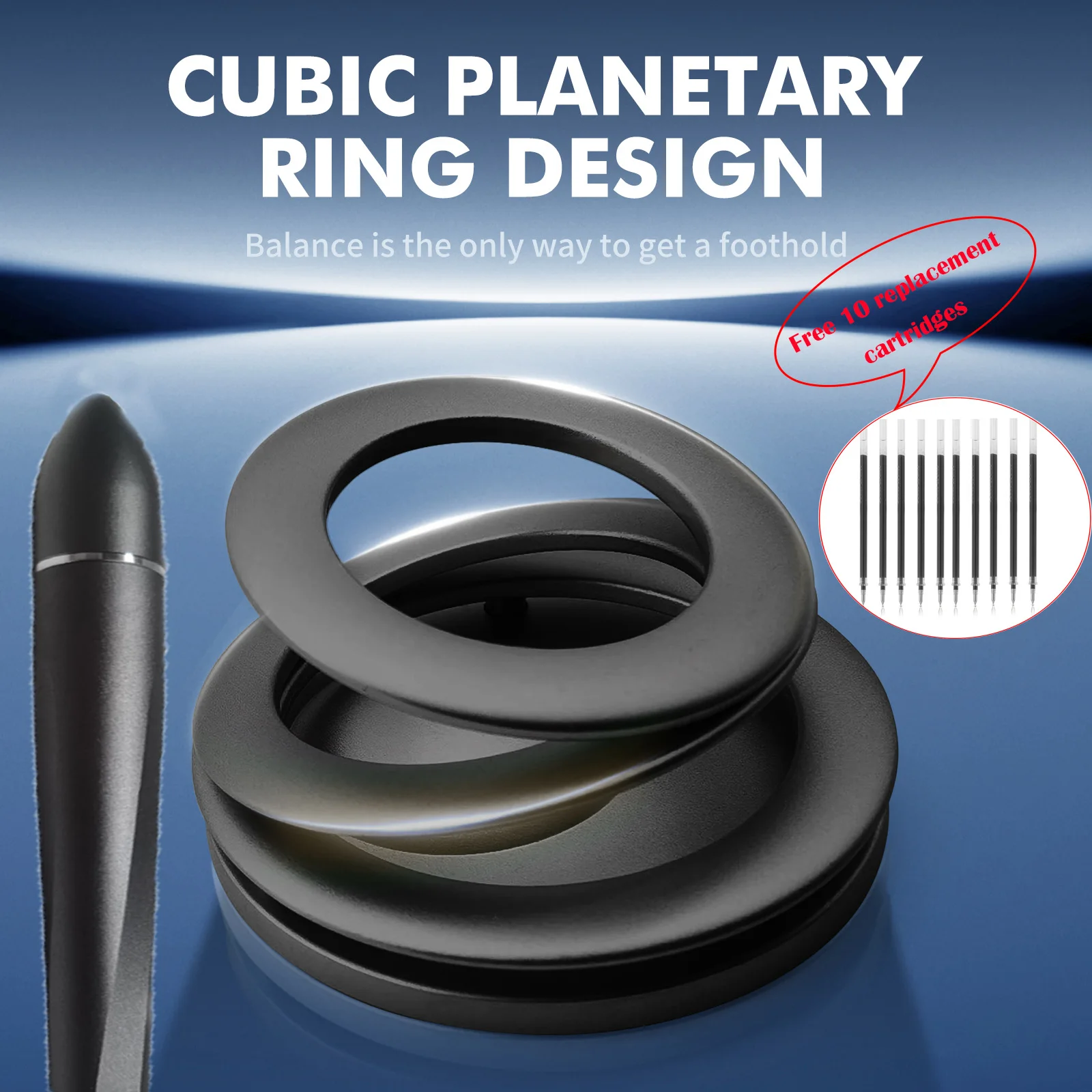 Creative Black Magnetic Levitation Pen Office Stationery Signature Pen Set For Office Home Work Stress Relief Toy Birthday Gift