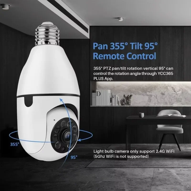V380 Professional Wireless E27 PTZ Bulb Camera Auto Tracking 360 Wireless Hidden CCTV Security Bulb IP Camera with Memory Card