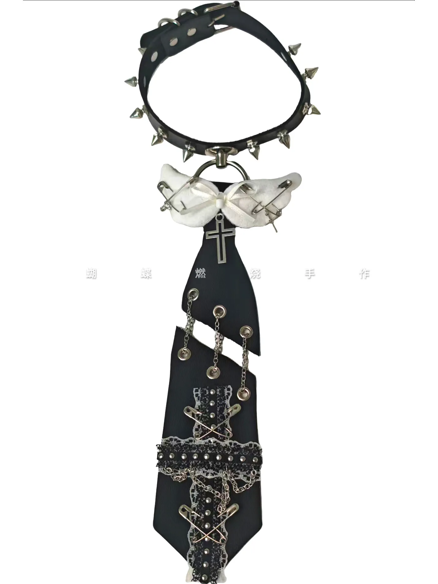 

Dark Harajuku Punk Black and White Tie for Spice Girls' Neckties Choker Sweet Cool Tie Wear Accessories Rivet Cross Necktie