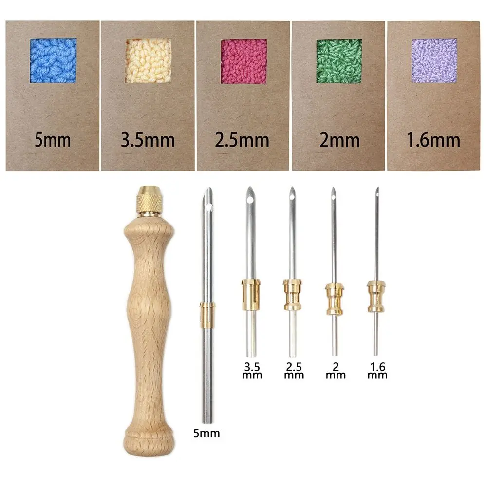 Houten handvat borduursteekpen Verstelbare DIY Craft Punch Needle Tool Stiksels Applique Porren Kruissteekgereedschap