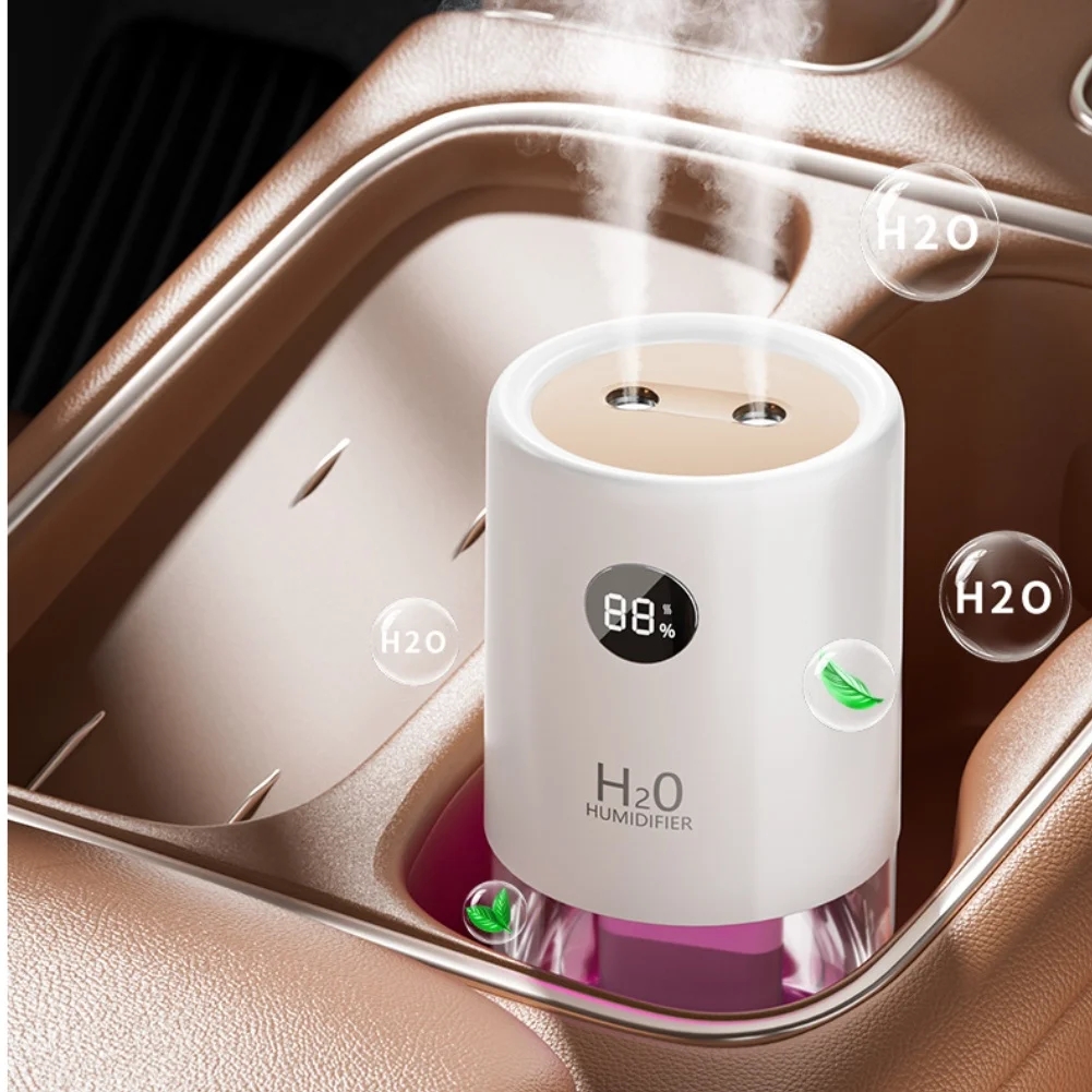 Portable Humidifier Dual Jet with 320mL Tank Digital Display Timer 4/8 Hour Settings Suitable for Car Office Home Use