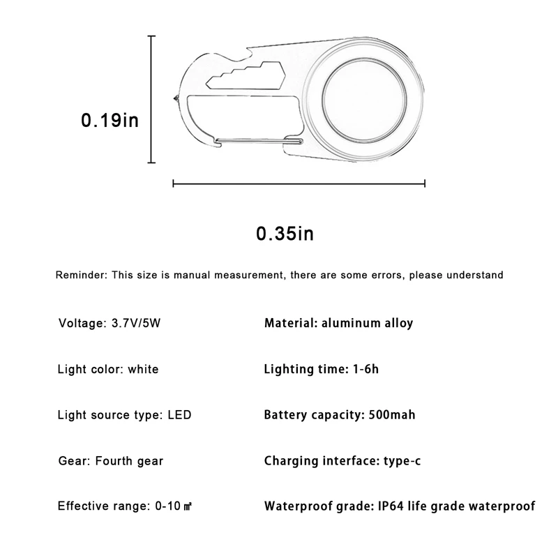 Mini LED Flashlight, 800 Lumens USB Rechargeable COB Keychain Work Light with Bracket for Emergencies