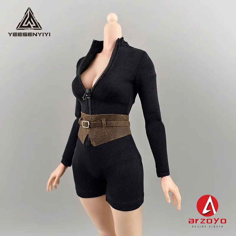 DG065 1/6 High Neck Long Sleeves Jumpsuit Shorts Sexy Tights Clothes Model Fit 12'' BJD Female Soldier Action Figure Body