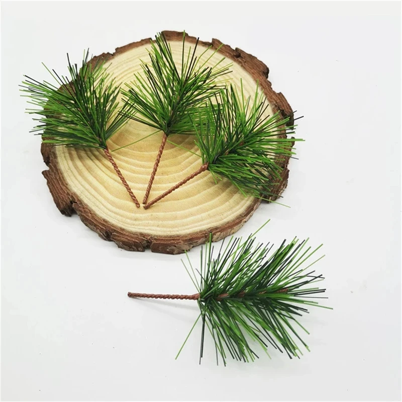 20PCS Christmas PVC Simulation Pine Needles Decor Pine Branch Artificial Plant Pendant Diy Festival Xmas New Year Home Ornaments