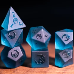 Sea Blue Zircon COC Running Group Dice DND Dice Dragon and Dungeon Cthulhu's Calling Moon Totem