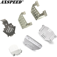 AXSPEED Stainless Steel Chassis Armor Axle Protector Skid Bumper Battery Plate for 1/10 RC Crawler Car TRX4 Parts