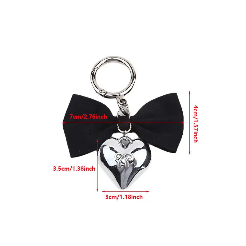 Korean Bowknot Heart Keychain Fashion Sweet Bow Keyring Car Key Holder Women Backpack Pendant Camera Charm Gifts NEW