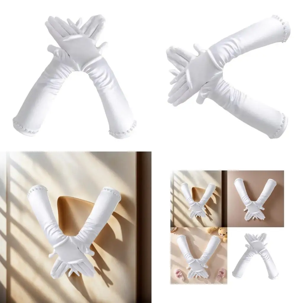 

39BB Kids Size White Gloves Formal Gloves for Party Cosplay Policeman Pageant