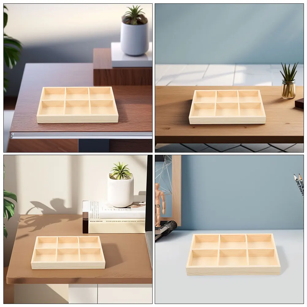 3 قطعة صندوق خشبي منظم تخزين سطح المكتب لأقلام التلوين لوازم فنية صينية مقسمة منظم خشبي صواني خشبية لصندوق الحرف اليدوية #3