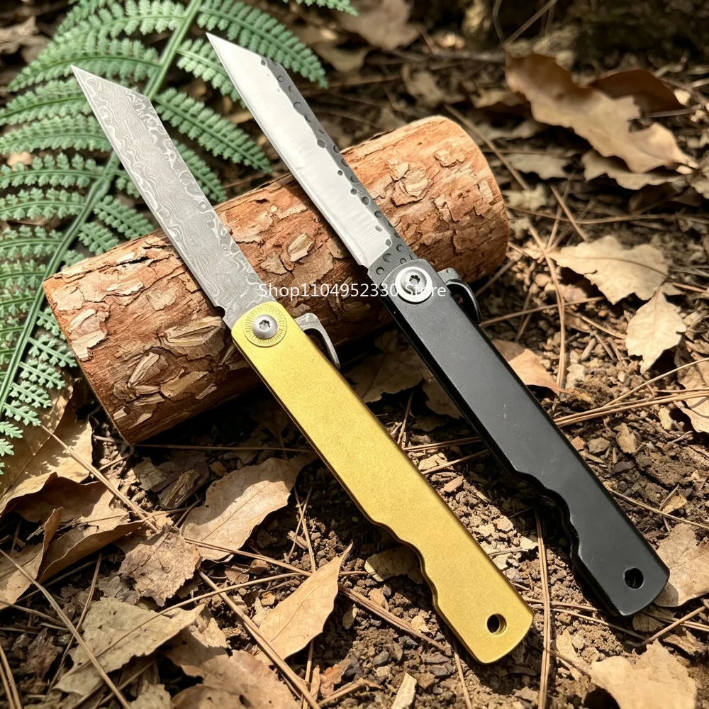 Durable Wilderness Rock Climbing Trekking ToolEDC Hiking Backpacking Utility Knives Copper Handle Outdoor Camping Folding Knife