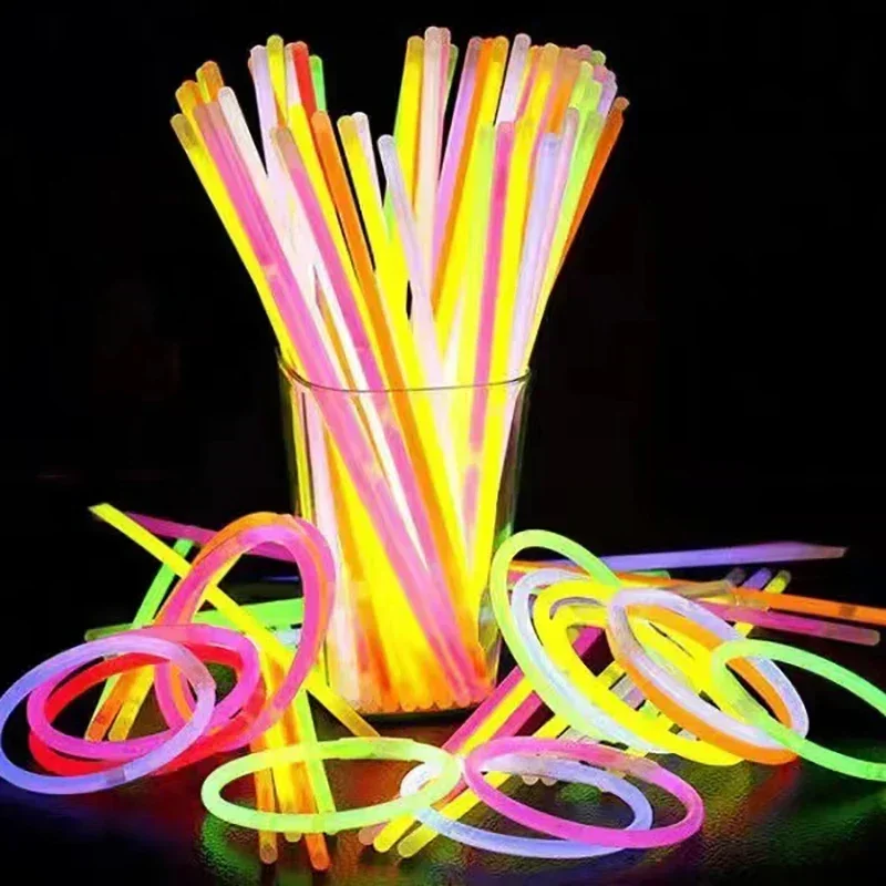 عصا الفلورسنت الحفل في الهواء الطلق للأطفال ليلة ضوء الرقص مضيئة عصا المتاح الملونة عصا الفلورسنت لعبة سوار