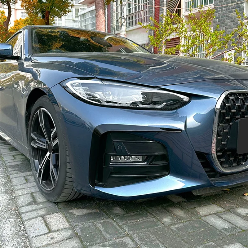 Car Bright Black Front Fog Light Trim Bezel Cover Trim Stickers for BMW 4 Series G22 G23 G26 M Sport 2020-2023