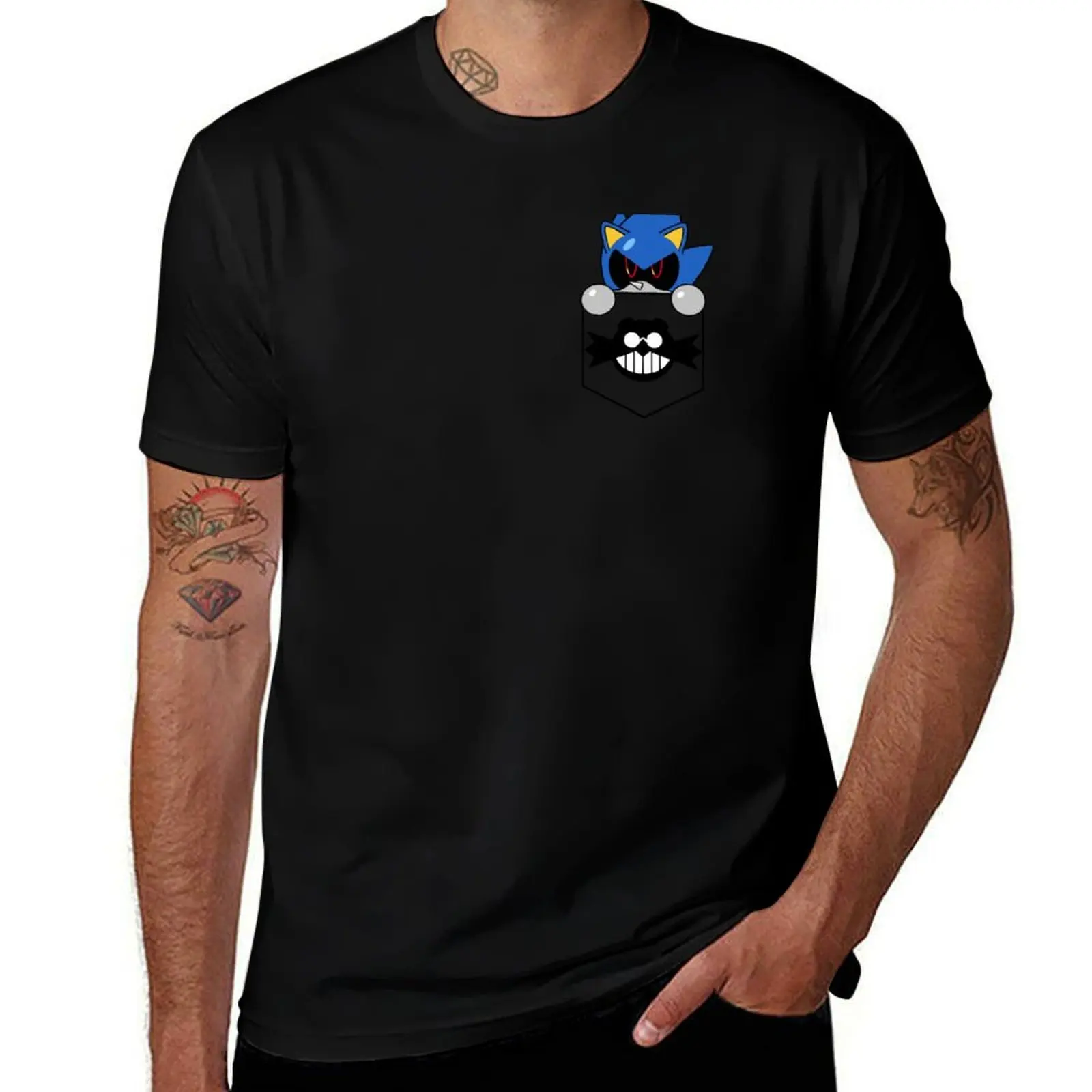 Pocket Metal T-Shirt Holiday Party T-Shirt for Men