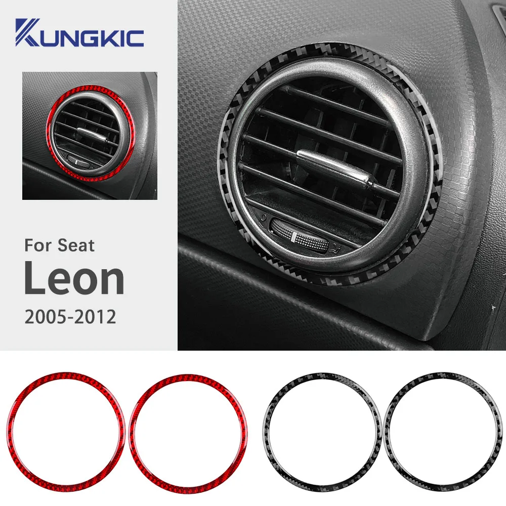 Naklejka z prawdziwego włókna węglowego na bok konsoli środkowej z wylotem powietrza do Seat Leon 2005 2006 2007 2008 2009 2010 2011 2012