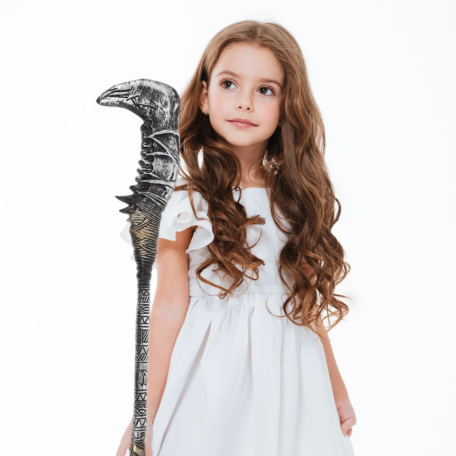 

Jagged Grim Reaper Scythe Plastic Prop Halloween Costume Accessory Adults for Cosplay Party Decoration Reaper Scythe