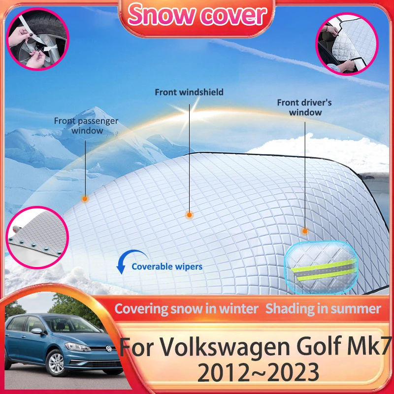 Car Snow Cover For Volkswagen VW Golf 7 Mk7 GTD GTI R 2012~2023 Sunshade Windscreen Protection Shield Anti-Fros Auto Accessories