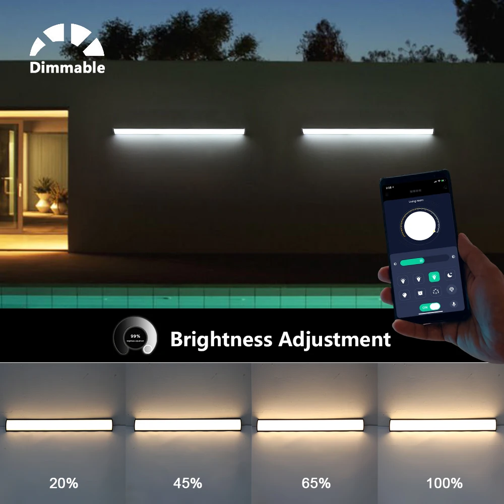 الحديثة حديقة طويلة الجدار الخفيفة الإضاءة في الهواء الطلق مقاوم للماء Ip65 الذكية التحكم عن بعد فيلا الشرفة حديقة فناء الخارجي الجدار مصباح #3