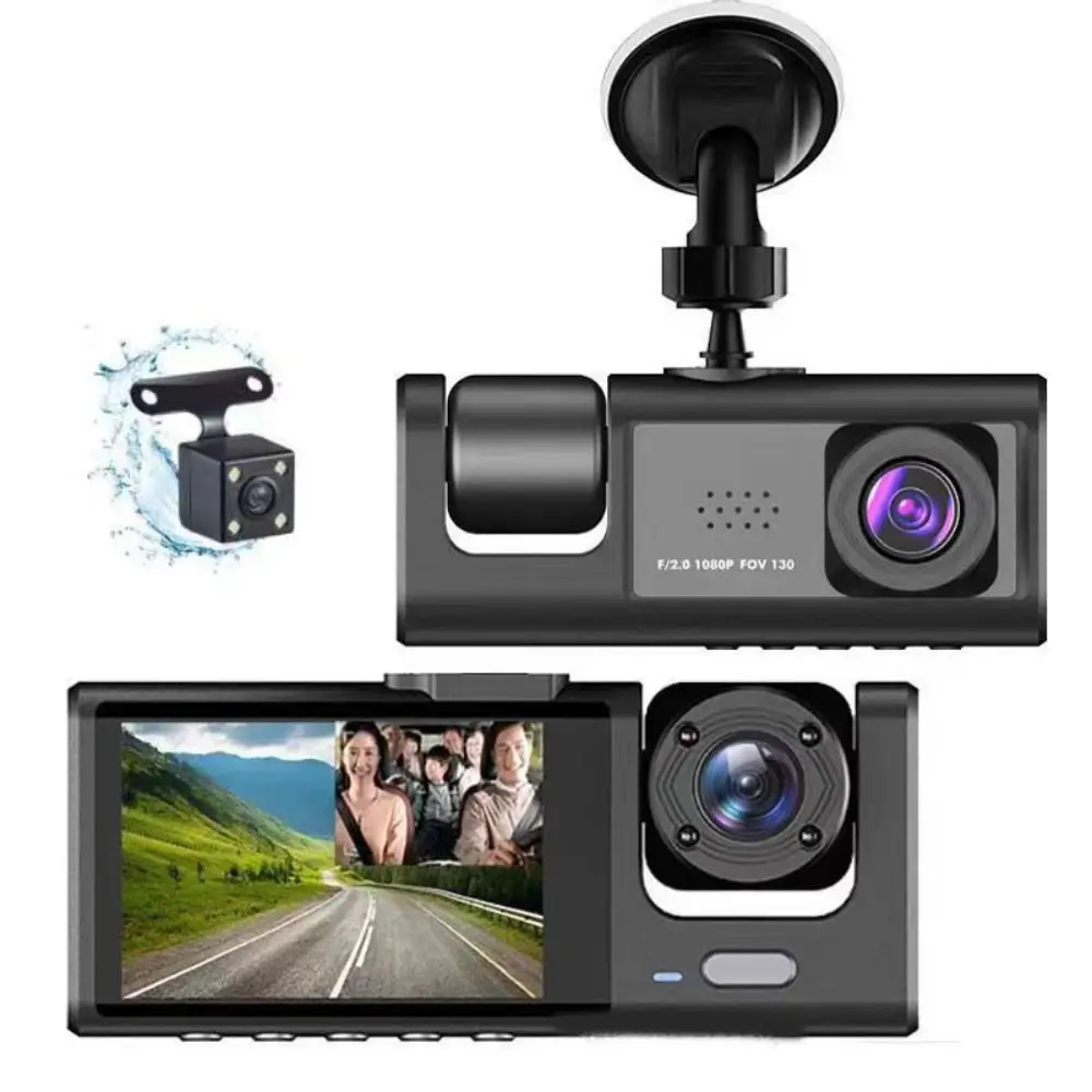 NEW APP Control Vehicle Recorder HD Recording 360° View Car Dashcam IR Night Vision 3 Channels Video Recorder Vehicle Monitoring