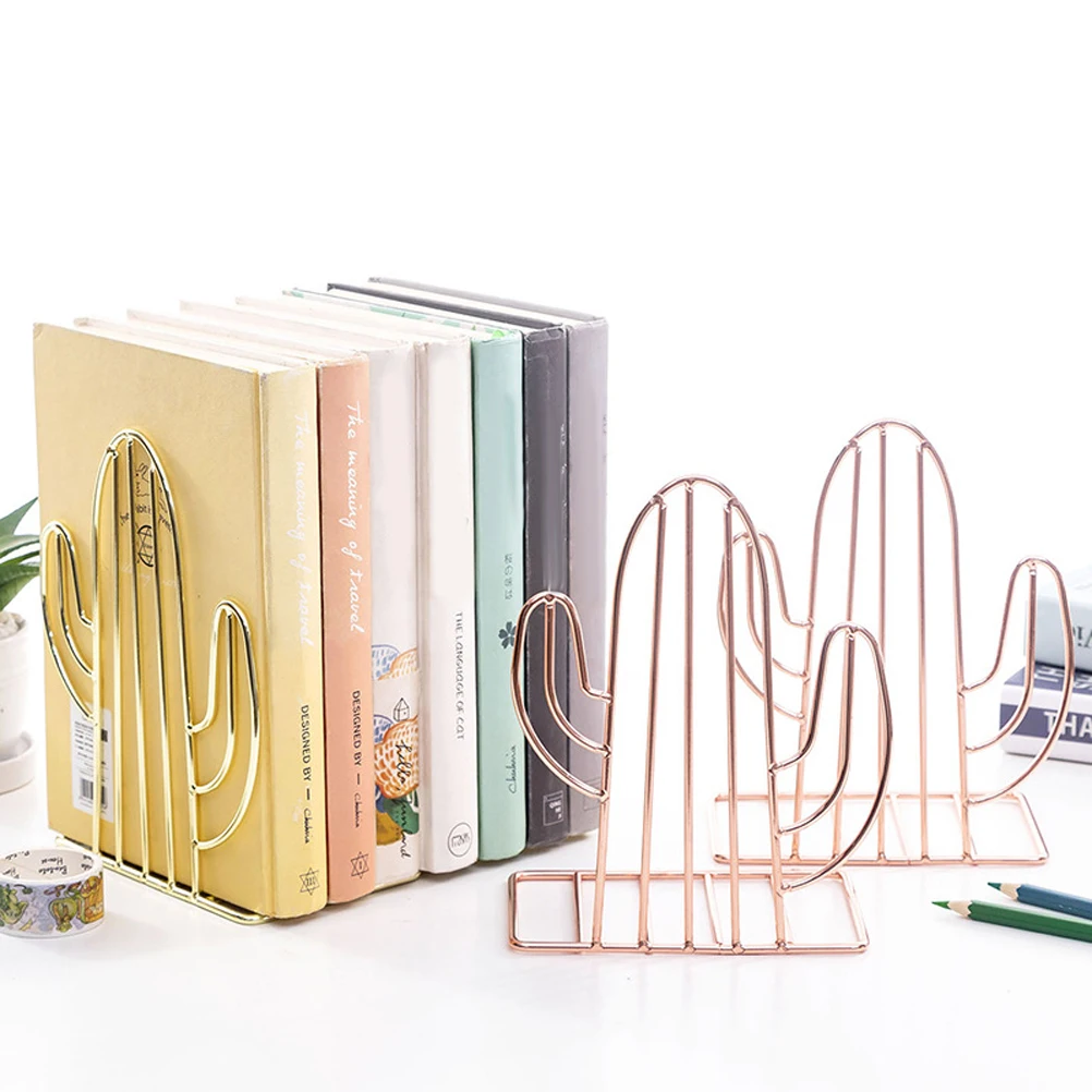 

Creative Cactus Bookends Metal Supports for Desk Shelf Book Organizer Stands Office Library Use Durability