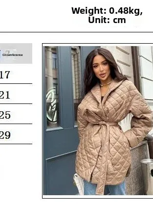 Jaet de algodón ajustado de invierno con cinturón largo Sve Plaid ort frente largo Ba abrigo de abrigo de longitud media para mujer
