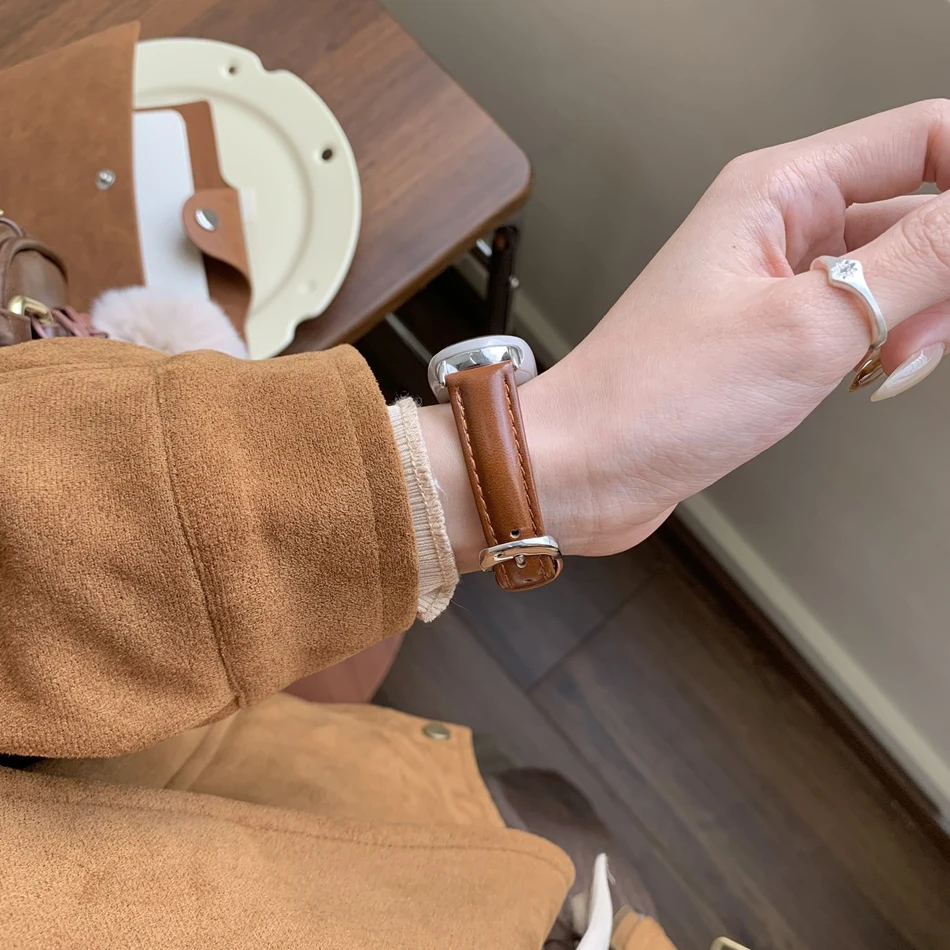 Luxury Oiled Calfskin Genuine Leather Bracelet For Xiaomi Mi Band 10 8 9 Strap Miband 9 Pro 8 Pro Smart Watch Replacement Bands view 5