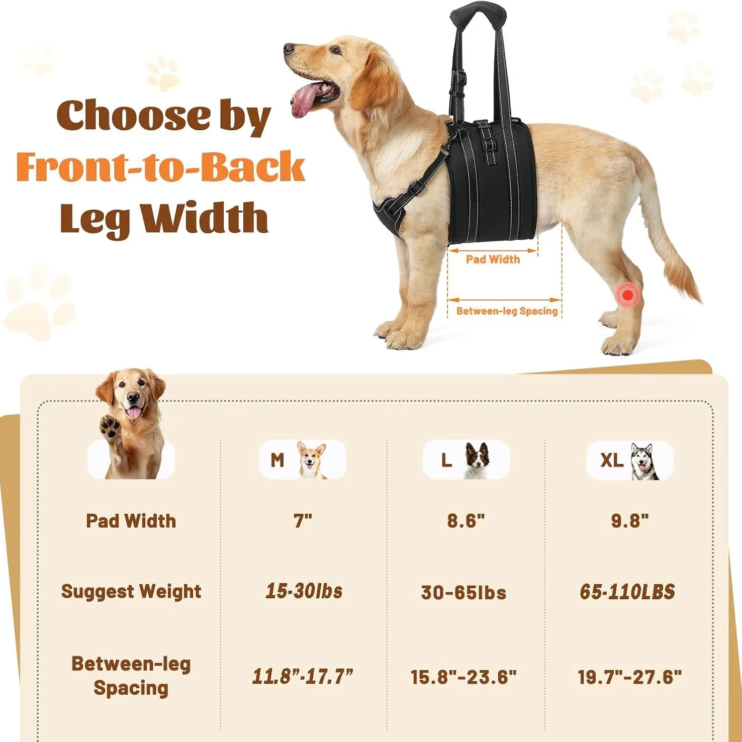 Dog Rehabilitation Assistance with Disabled Medium Large Dogs for Travel Assistance Hand-held Pet Chest and Back Traction Rope