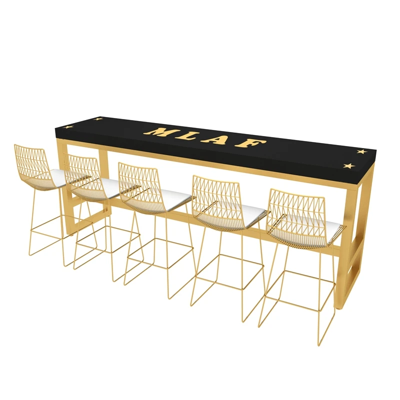 Combinación de mesa y silla de bar de madera maciza nórdica, ocio, tienda de té con leche, mesa y silla de cafetería, Mostrador de bar contra la