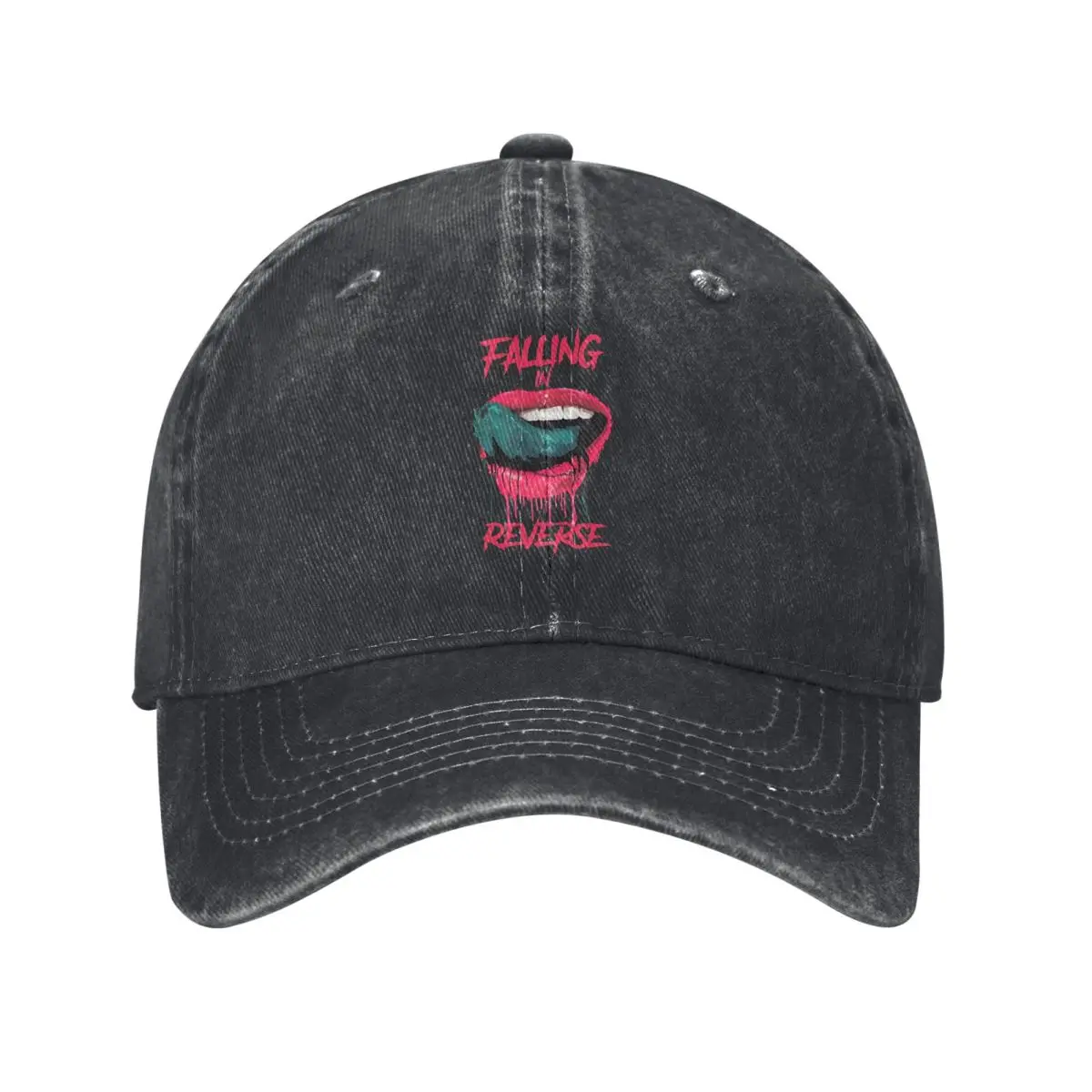 

Falling In Reverse, Band Merch, Lips & Dripping Text denim Hat Durable for All Seasons Men's Hats Baseball Cap Men