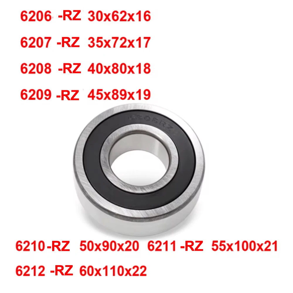 1 unidad 6206 6207 6208 6209 6210 6211 6212-RZ rodamiento de bolas del husillo del Motor industrial 30x62x16 35x72x17 40x80x18 45x89x19 50x90x20