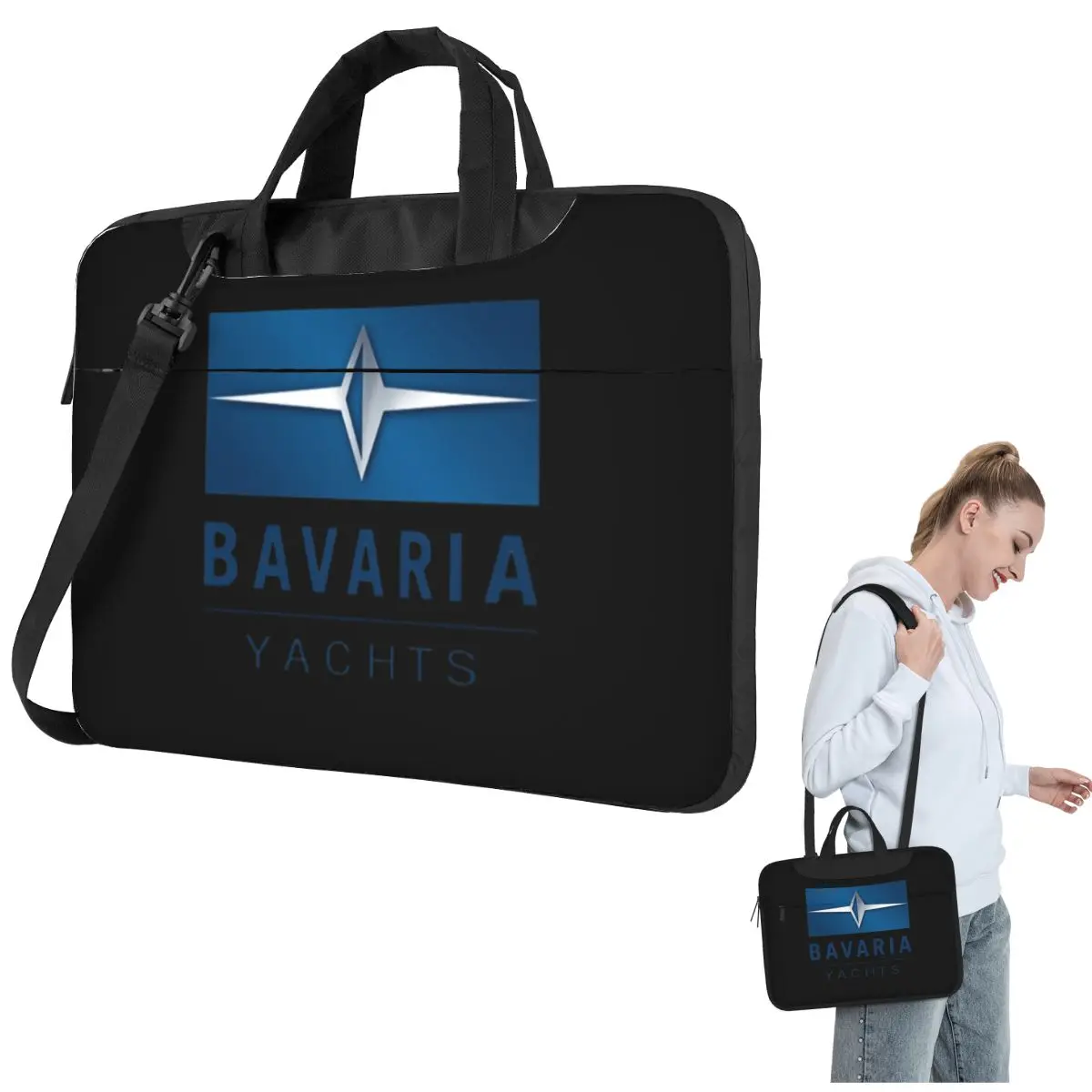 Bavaria Yachts Blue Silver Logo Crossbody Laptop Bag Case Computer Bag Resistant Protective Notebook Pouch for Macbook Pro