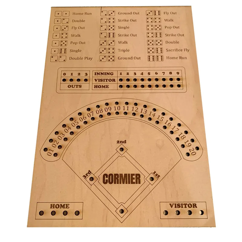 AS96-Baseball Dice Board Game Wooden Dice And Board Game Interactive Double Table Game Fun Sports