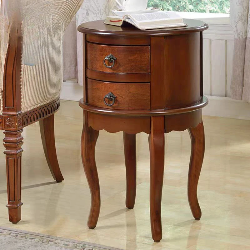 Solid Wood Small Table, Round Wooden Sofa Side Table, Living Room Bedside Cabinet, Nightstand,Coffee Table for Balcony