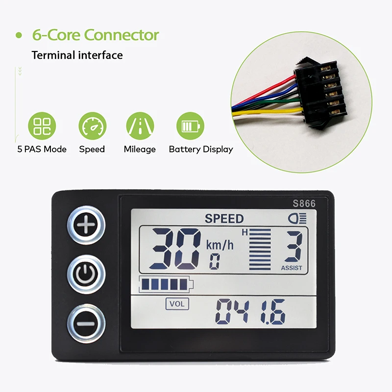 S866 Elektrische Fiets Display Digitale Kabel Ebike Smart Fietscomputer Fietssnelheidsmeter Waterdichte Road Mtb Fietsen Kilometerteller - afbeelding 1