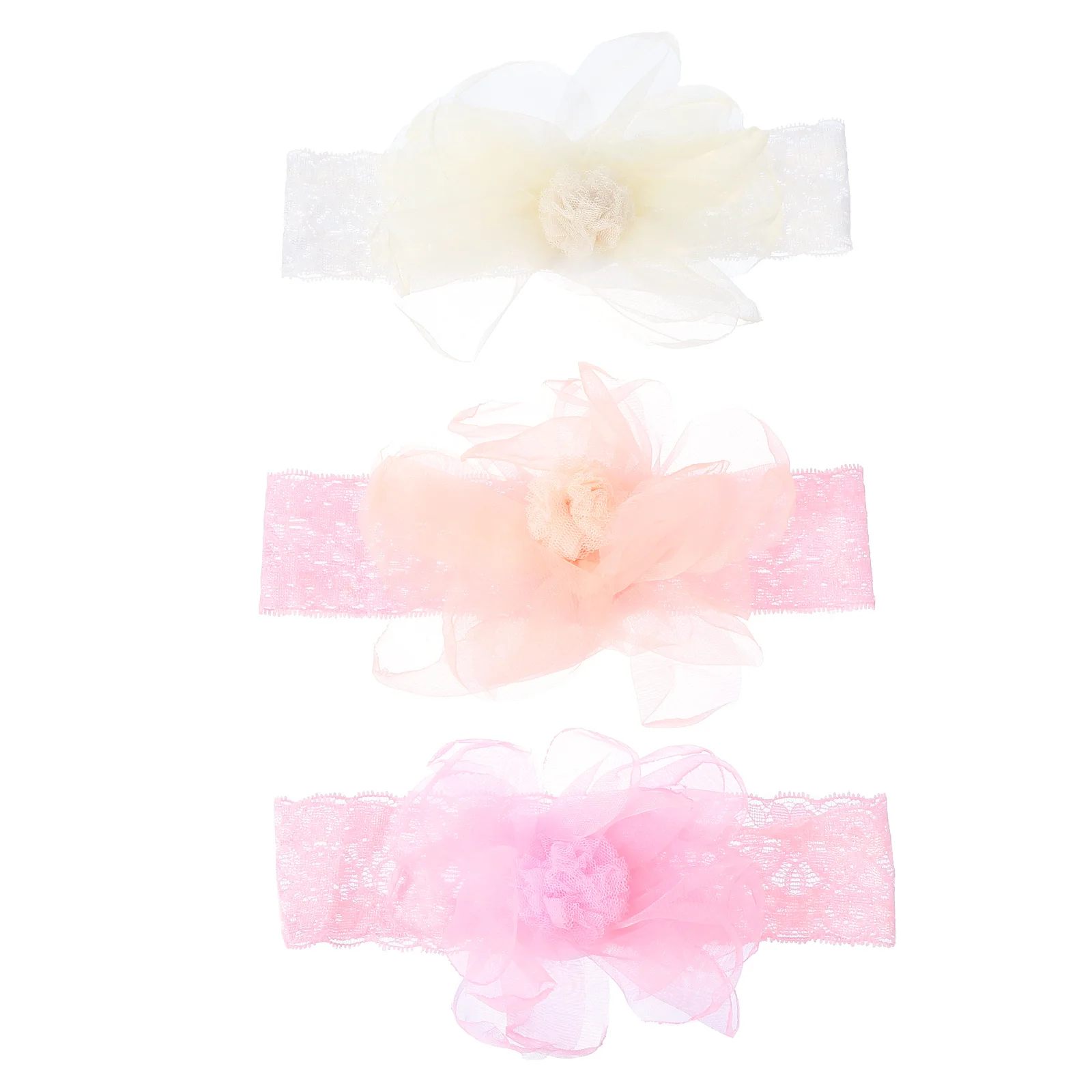 3 قطع من عصابات الرأس المصنوعة من الدانتيل على شكل زهرة لإكسسوارات الشعر المرنة الرائعة، أغطية رأس بتصميم ناعم وصديق للبشرة