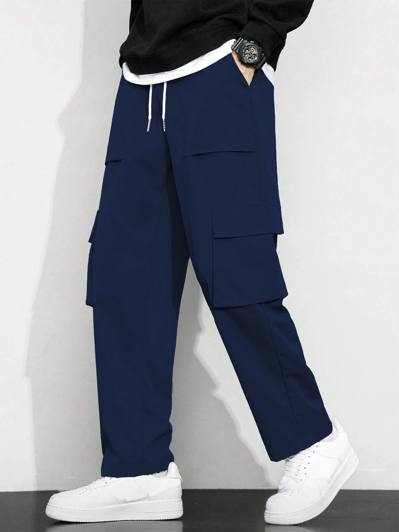 

Мужские новые повседневные свободные рабочие брюки с множеством карманов, модные, в американском стиле, длинные, спортивные, для отдыха