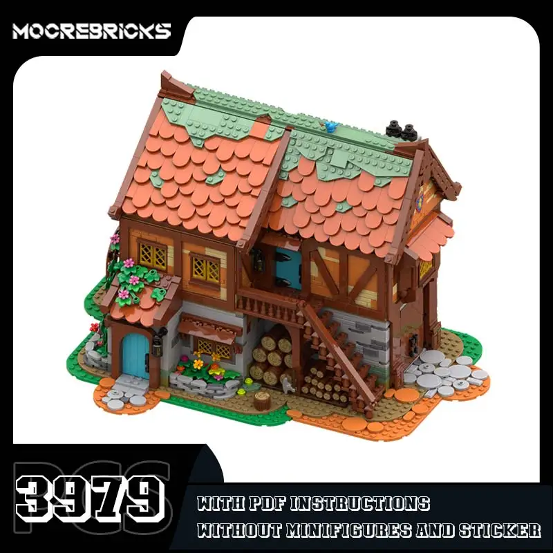 Beliebte mittelalter liche Dörfer Modell kleine Partikel Ziegel MOC-189669 Haus Street View Baustein Spielzeug Kinder Weihnachts geschenk