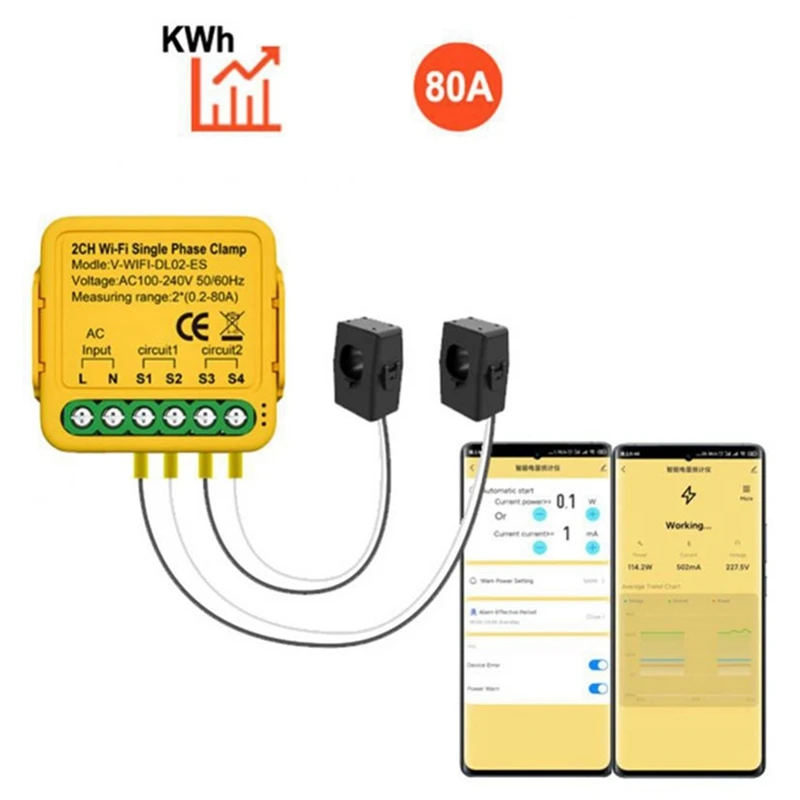 CT Kwh Power Electricity Consumption Monitor With Clamp For Alexa Google Home (B)