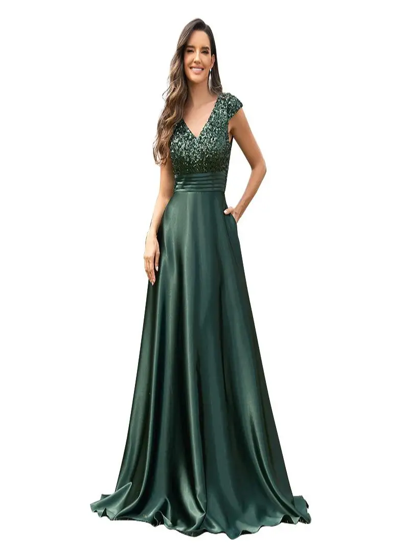 

Vne Sequined Evening Dr Ele Glittering Par Gown Women's Faionable Stretch Polyester Cotail Dr