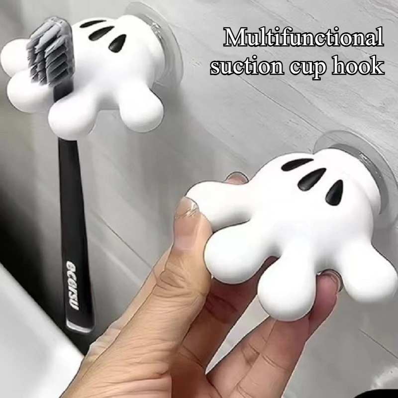 

Cute Cartoon Mickey Palm Toothbrush Holder Multi-function Hook Bathroom Towel Suction Cup Traceless Hook Data Cable Winder