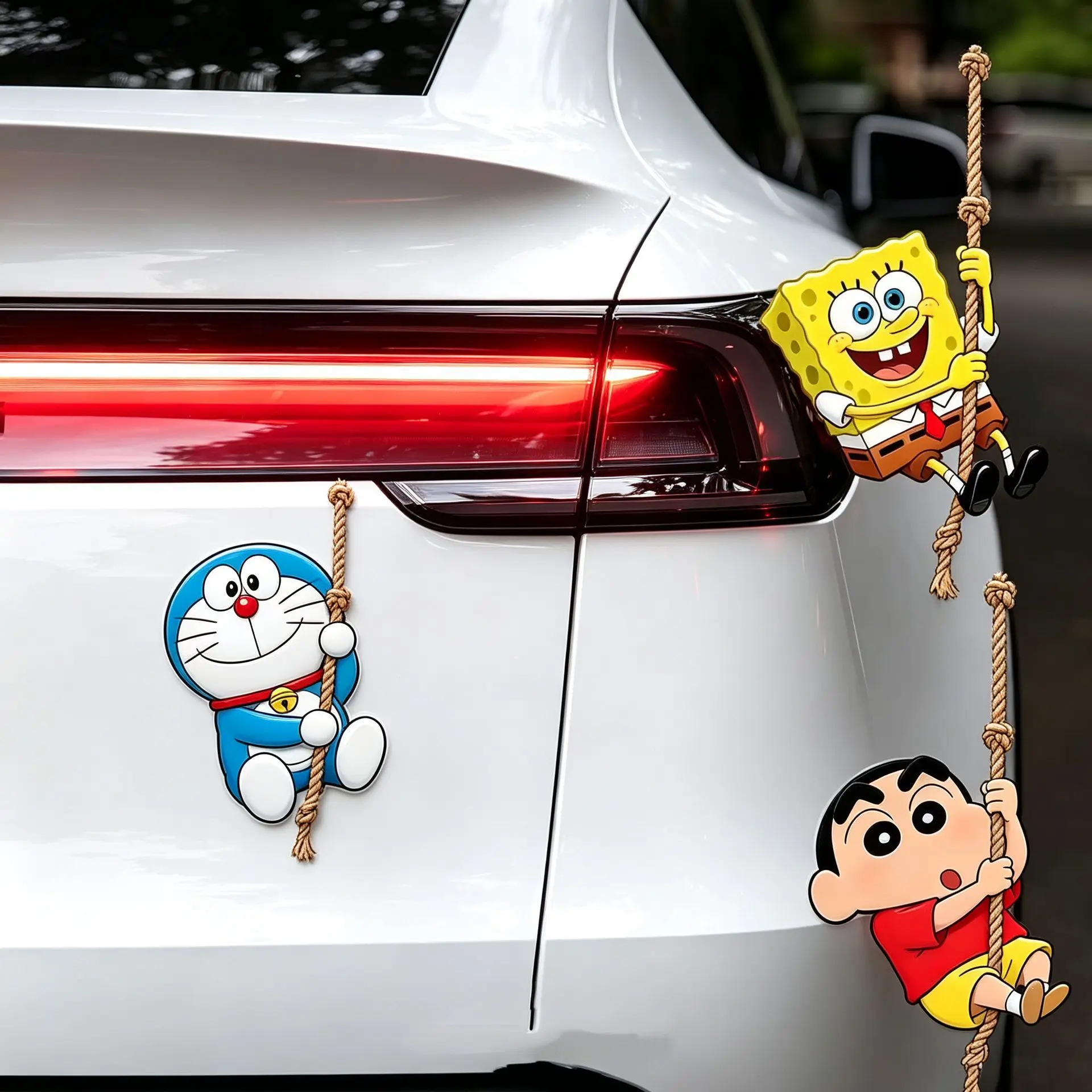 Car Stickers Cartoon Cute Style SpongeBob SquarePants Doraemon Crayon Shin chan Car Decoration Stickers Personalized Creative