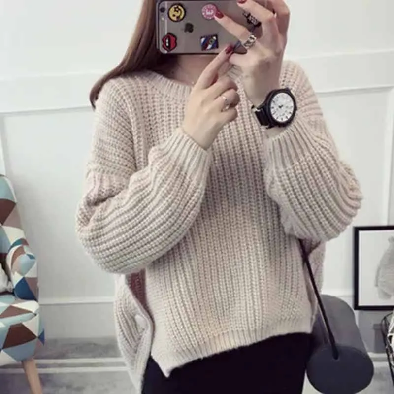 

Female Students Korean Autumn Winter Thickening Underlay Sweater Pullover Sweater Women New Knitted Sweater Short Sweater Jacket