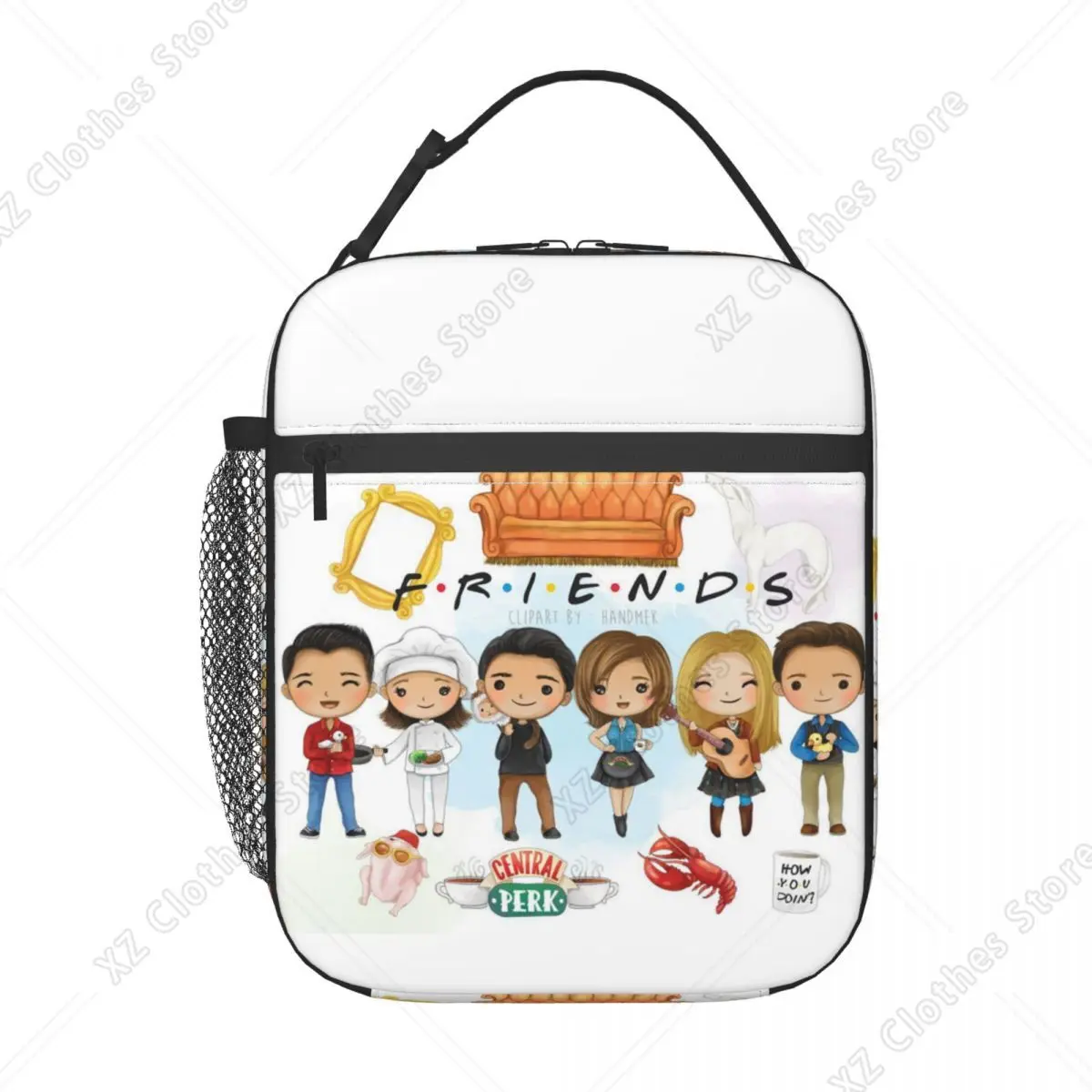 Classic TV Show Friends Insulated Lunch Bag for Camping Travel Cartoon Comic Portable Cooler Thermal Lunch Box Women Kids