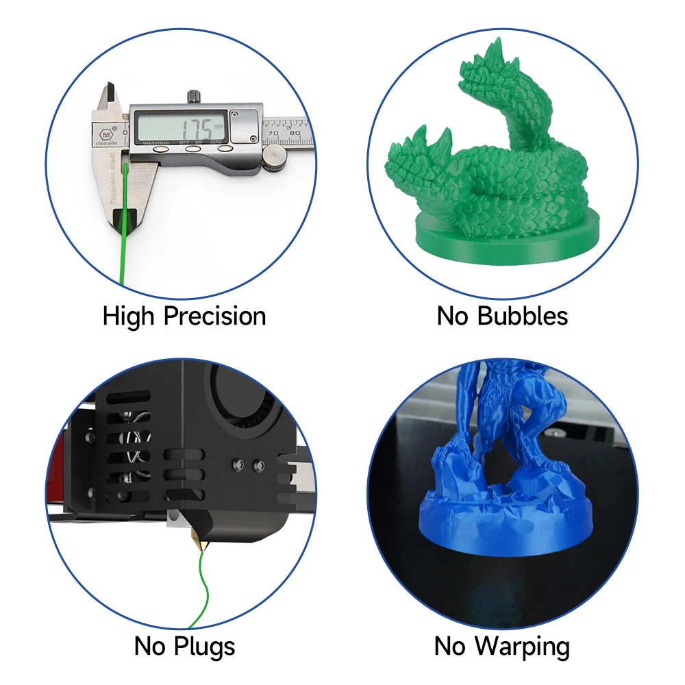 Imagem -03 - Multicolor 3d Printer Materiais para Impressora 3d Fdm Pla Petg Tpu Filamento Abs Precisão Dimensional Mais 0.03 mm 10kg 1.75 mm