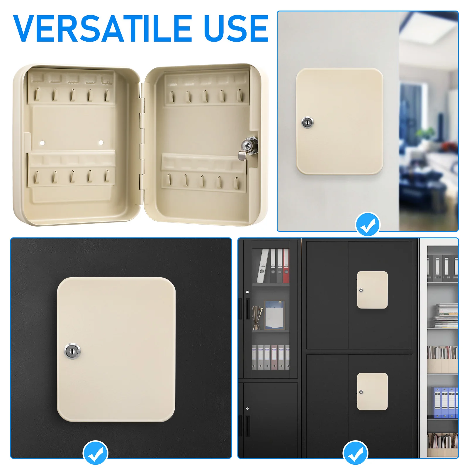 20 Position Key Security Cabinet Heavy Duty Wall Mount Lock Box for Keys Organization and Protection Key Lock Box