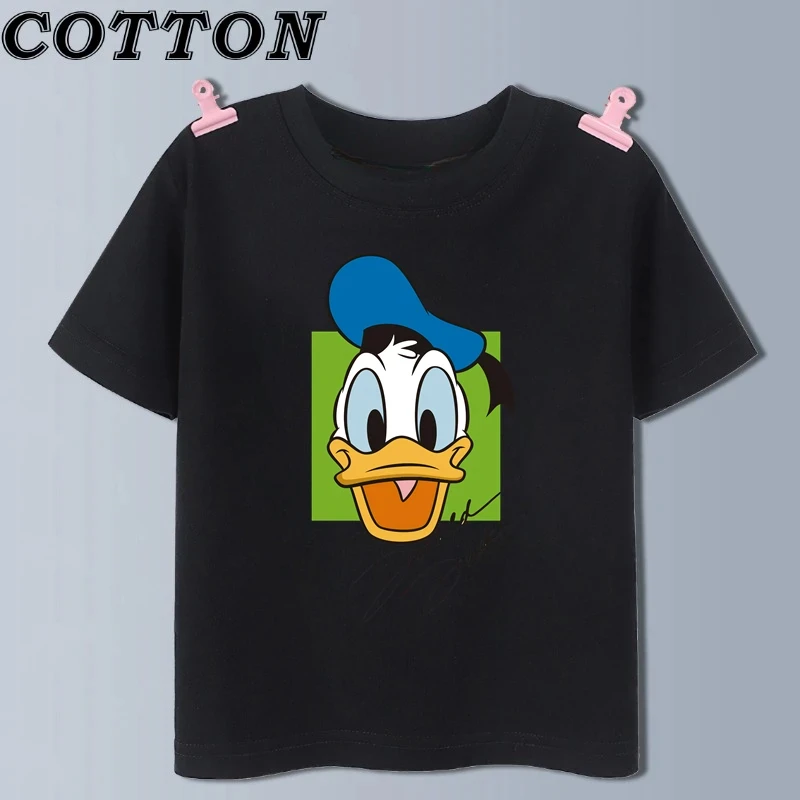 ديزني-تي شيرت أنمي ميكي ماوس للأطفال ، أكمام قصيرة ، نقش مطبوع ، كرتون ، قطن ، صيف ، موضة متعددة ، قمة للفتيات
