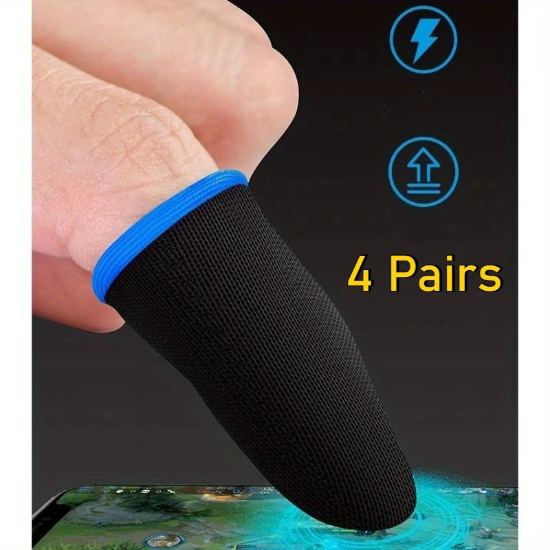 4 Pairs (8pcs) Gamers Sweatproof Gloves Mobile Finger Sleeve Touchscreen Game Controller Phone Gaming