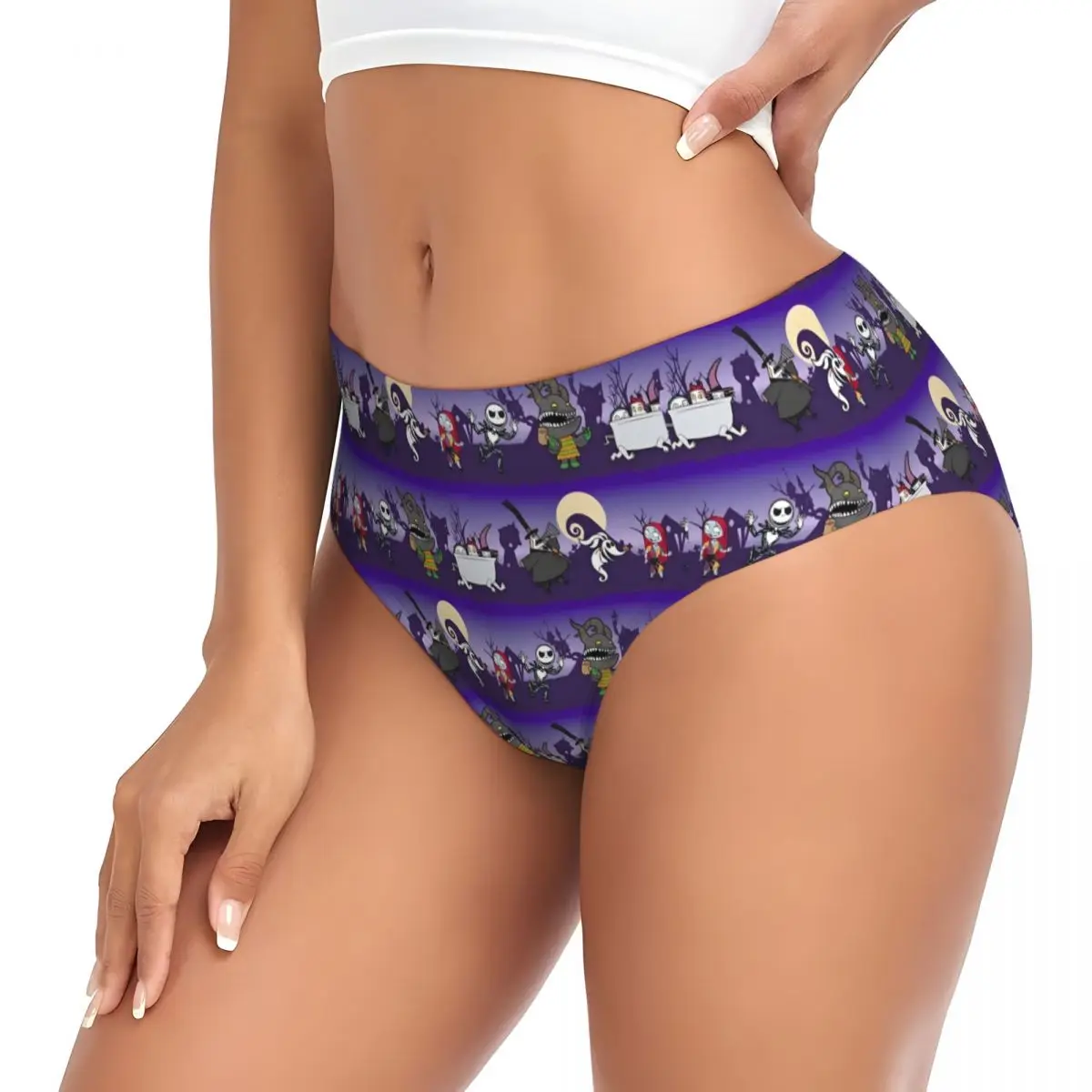 Mutandine da donna personalizzate da incubo prima di Natale, mutande intimi horror elasticizzati femminili